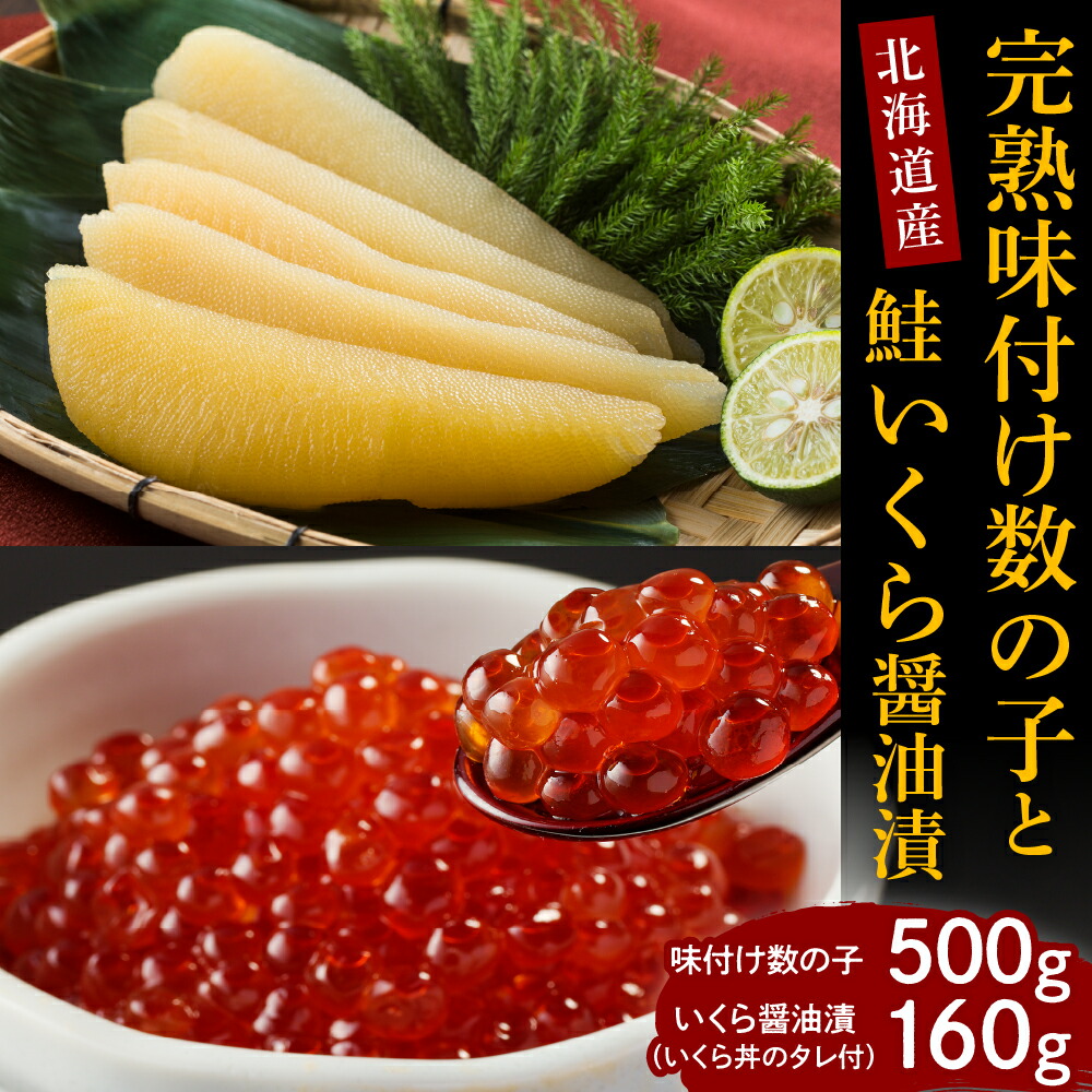 【ふるさと納税】完熟 味付け 数の子 500g 鮭 いくら 醤油漬 160g セット / イクラ 鮭イクラ 鮭いくら 醤油漬け いくら醤油漬け 国産 北海道産 特製たれ かずのこ 魚介 海鮮 海産物 人気 送料無料 北海道 えりも町