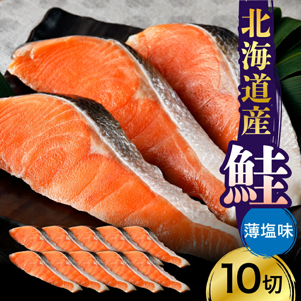 【ふるさと納税】北海道産鮭（薄塩味）10切セット 80g × 10切 計800g <br><br>/ サケ さけ シャケ しゃけ 切り身 切身 白鮭 シロサケ 塩鮭 塩漬 塩漬け 焼魚 焼き魚 ムニエル 魚 魚介類 魚介 海鮮 海の幸 海産物 国産 北海道産 北海道 えりも町