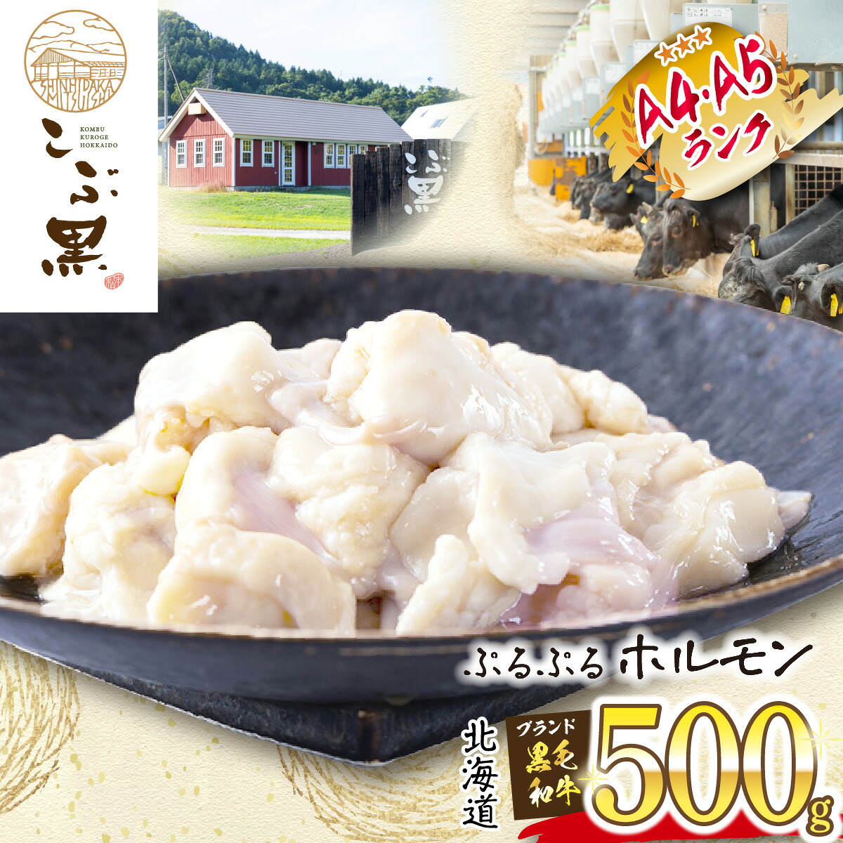 【ふるさと納税】 北海道産 黒毛和牛 こぶ黒 A5 A4 ホルモン 500g ブランド牛 牛肉 ブランド 牛 肉 ビーフ ぷるぷる もつ鍋 もつ モツ もつ煮 焼肉 煮込み 国産 黒毛 和牛 冷凍 北海道 新ひだか町｜北海道新ひだか町