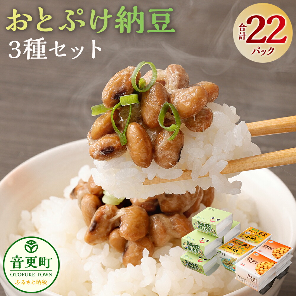 【ふるさと納税】おとぷけ納豆 3種セット(3種 22パック) 【B72】 3種類 計9個 合計22パック なっとう 納豆 大粒 中粒 小粒 豆 大豆 北海道 音更町 送料無料