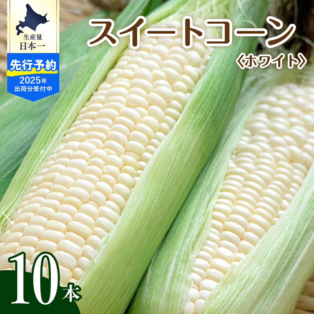 【ふるさと納税】【2025年産 先行予約】 北海道産 とうもろこし スイートコーン 10本 ホワイト 種 <br><br>人気 キャンプ飯 BBQ アウトドア トウモロコシ とうきび コーン 甘い 野菜 白 北海道 十勝 芽室町 めむろ 送料無料 お取り寄せ 贈り物 ギフト 贈答 期間限定 先行受付