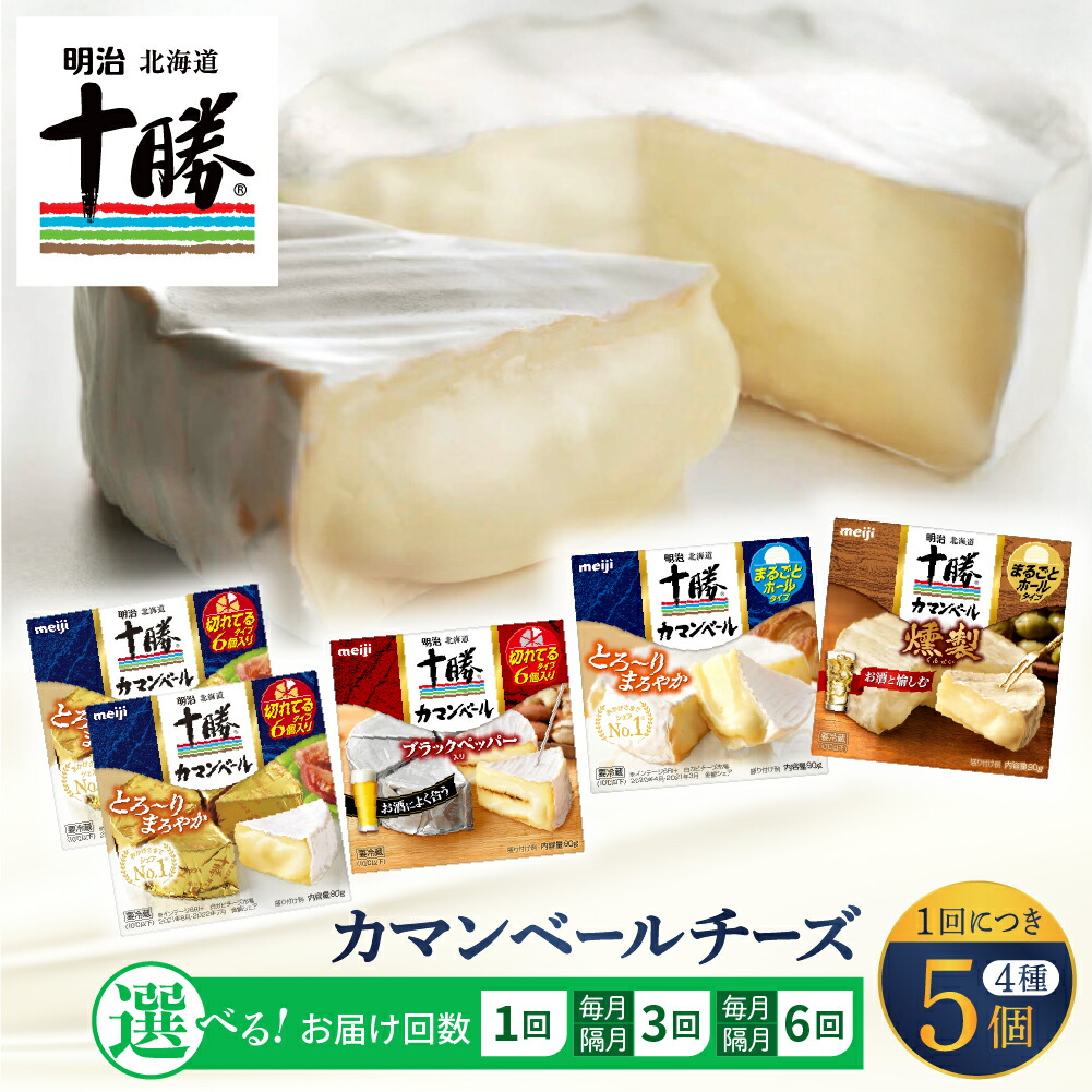 【ふるさと納税】【 選べる 単品 / 定期便 】 明治 北海道 十勝 チーズ カマンベール 4種 5個 セット ( 選べる : 1回 / 3回 / 6回 ) おつまみ 冷蔵便 詰め合わせ チーズ cheese CHEESE カマンベールチーズ ナチュラルチーズ ブラックペッパー 乳製品 食べ比べ 芽室町