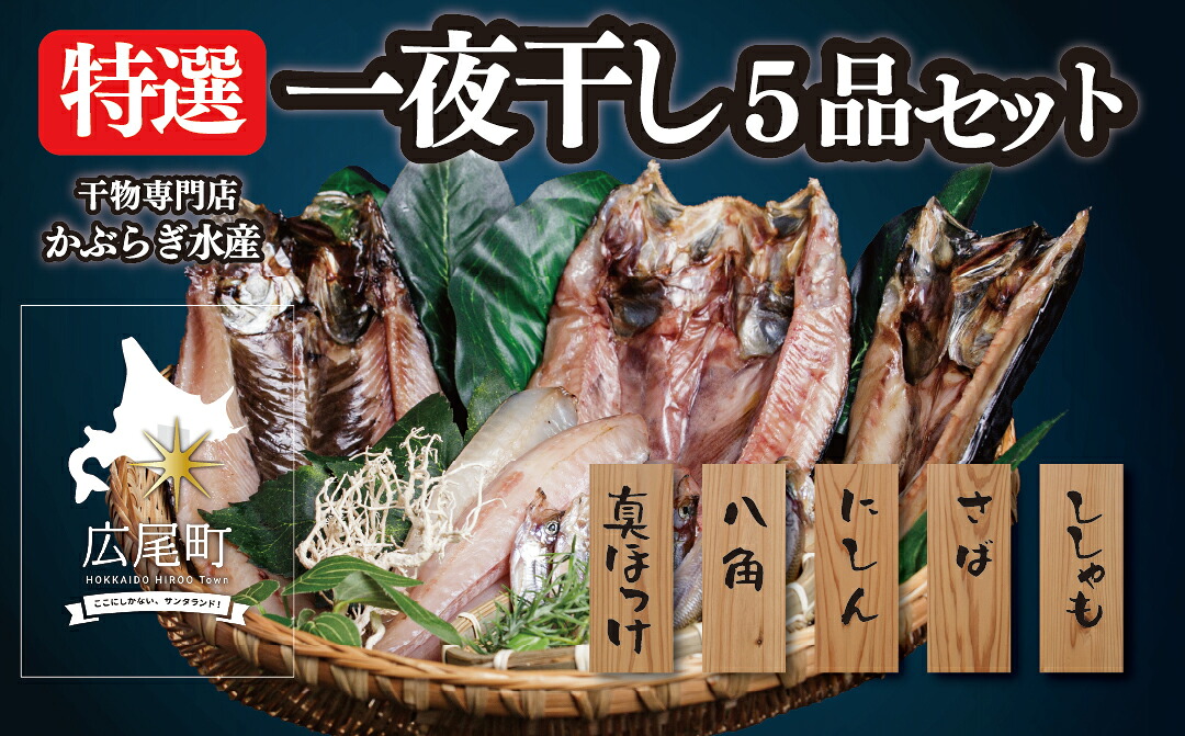 【ふるさと納税】北海道十勝広尾町　干物専門店かぶらぎ水産の特選一夜干し５品セット一夜干し５品（真ほっけ、八角、にしん、さば、ししゃも）