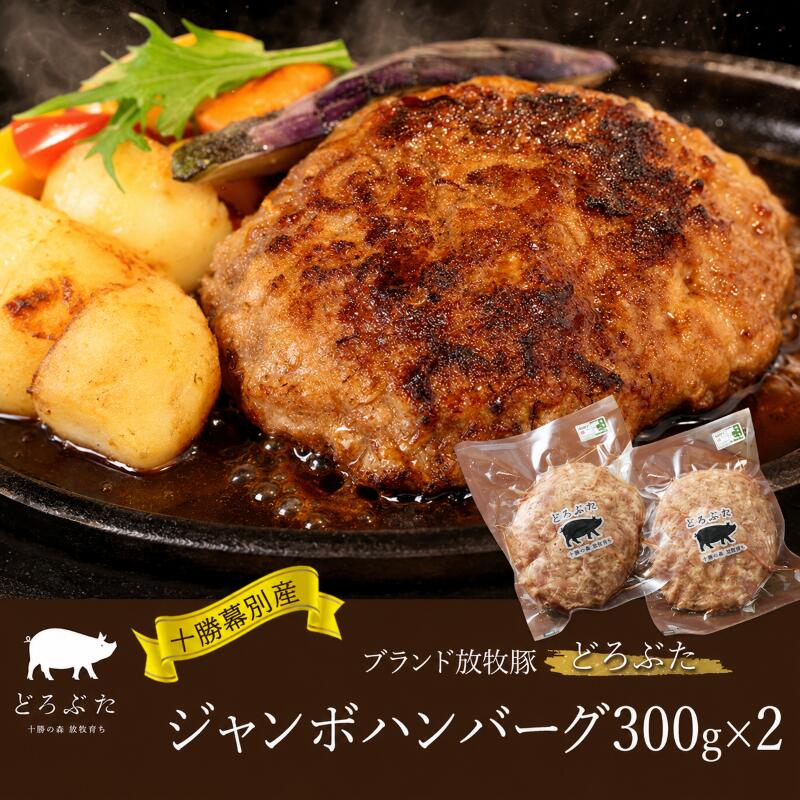 【ふるさと納税】十勝幕別産ブランド放牧豚［どろぶた］ジャンボハンバーグ300g&times;2　北海道 エルパソ 放牧豚｜北海道幕別町