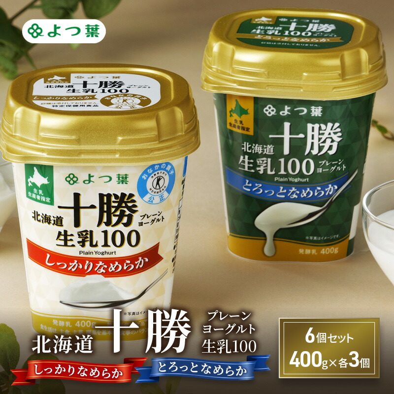 【ふるさと納税】よつ葉 「北海道十勝プレーンヨーグルト 生乳100 しっかりなめらか・とろっとなめらか」6個セット 400g×各3【 よつ葉 北海道十勝プレーンヨーグルト 生乳100％ タンパク質 菌 効果 腸活 レシピ アレンジ 水切り はちみつ やわらか 北海道 十勝 幕別 】