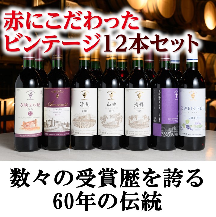 【ふるさと納税】北海道 十勝ワイン 赤にこだわったビンテージ12本セット 北海道ワイン 国産ワイン ヴィンテージ ビンテージ 厳選 人気 受賞 山幸 おすすめ 高品質 セレクション 送料無料 ふるさと納税 池田町|北海道池田町