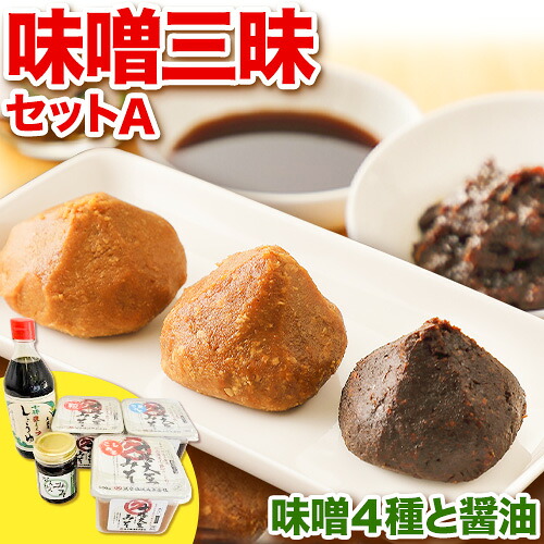 【ふるさと納税】北海道十勝 醗酵食品「味噌三昧セットＡ」5品目お届け（味噌4種と醤油）《60日以内に出荷予定(土日祝除く)》渋谷醸造株式会社 送料無料 北海道 本別町 米みそ 米味噌 粒みそ 粒味噌 小麦みそ 小麦味噌 南蛮みそ 南蛮味噌 こいくち醤油 濃口醤油