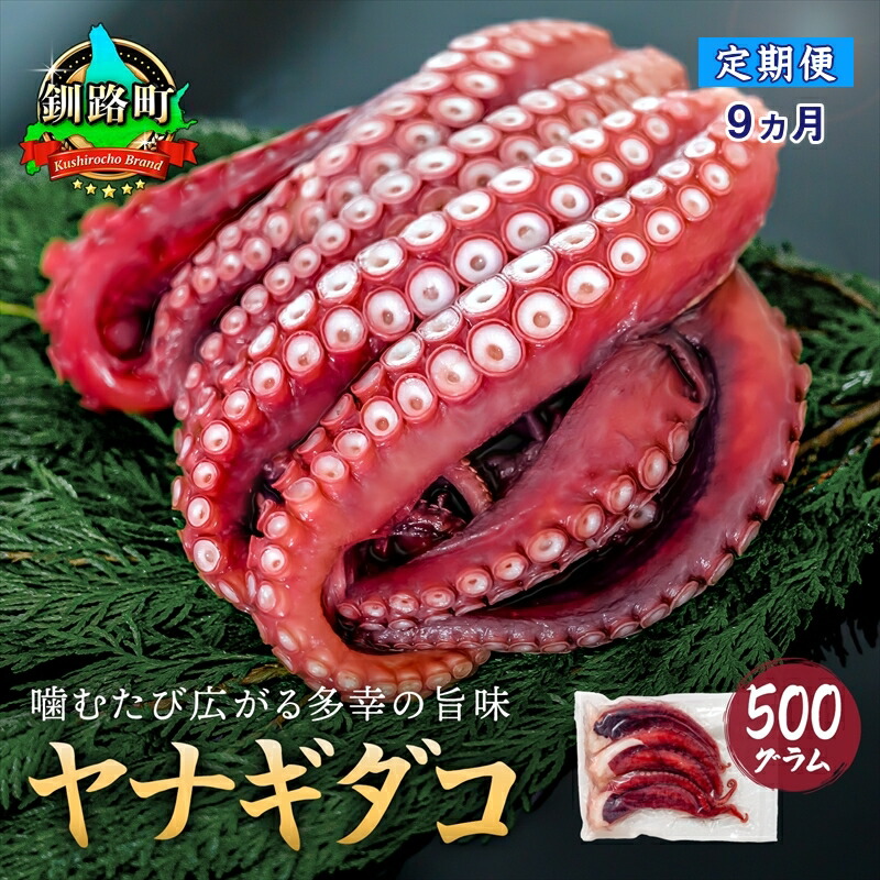 【ふるさと納税】【定期便9ヶ月】ヤナギダコ500g【産地直送】プリプリ食感！釧路町昆布森産 ヤナギダコ｜噛むたびに広がる多幸の旨味 お刺身 鍋 たこ焼き 唐揚げ 煮物に最適 栄養満点 贈答用 にも 漁師直送 鮮度抜群 タコ 蛸 北海道 冷凍 釧路町 釧路超 特産品 br02