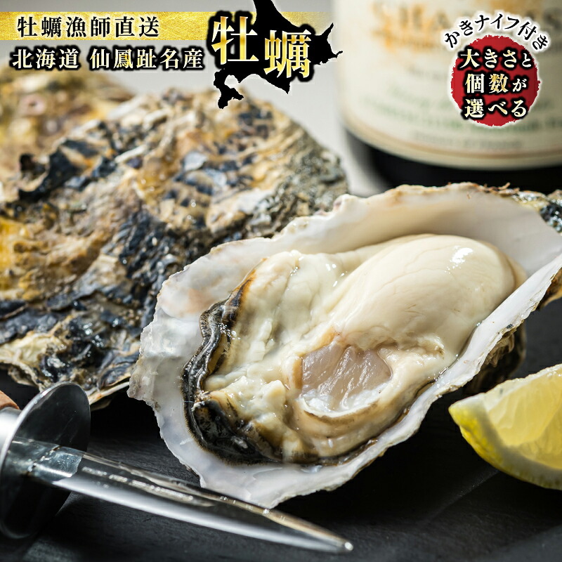 【ふるさと納税】【先行予約】北海道 仙鳳趾名産 牡蠣 + かきナイフ付き＜出荷期間：2026年7月1日～9月末＞ ｜ 【大きさ と 数量が選べる】かき漁師直送 K1 センポウシ 釧路町の東 厚岸湾の西 最小個数は 限定 すぐ 届く 発送 すぐ届く 釧路町 釧路超 特産品 br02