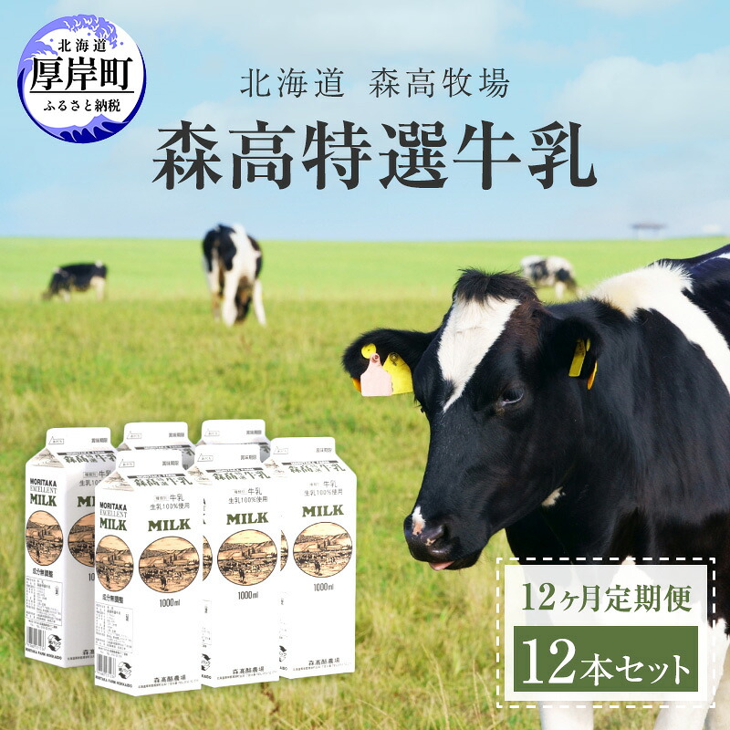 【ふるさと納税】森高特選 牛乳 1L 6本セット 12ヶ月 定期便 (各回6L×12ヶ月,合計72L) 北海道 乳 ミルク 12回 1年