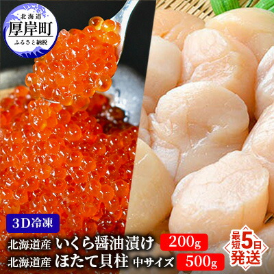 【ふるさと納税】【緊急支援品】【中国禁輸施策応援品】厚岸漁協イチオシ！【3D冷凍】いくら・ほたてセット イクラ 帆立 ホタテ 玉冷 魚貝類 魚卵 帆立