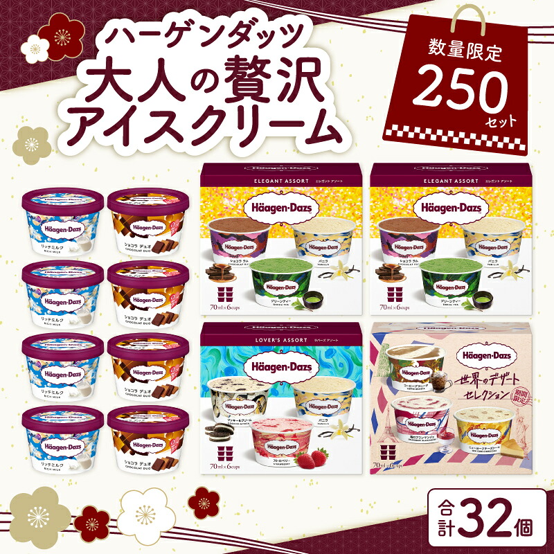【ふるさと納税】ハーゲンダッツ 福袋 数量限定 大人の贅沢 アイスクリーム アイス スイーツ デザート チョコ 高級 贅沢 詰め合わせ 大容量 大量 食べ比べ おやつ 人気 おすすめ 正月 新春 2026年 初売り 初売 お年賀 贈答 ギフト 国産 牛乳 ミルク 北海道 浜中町 冷凍