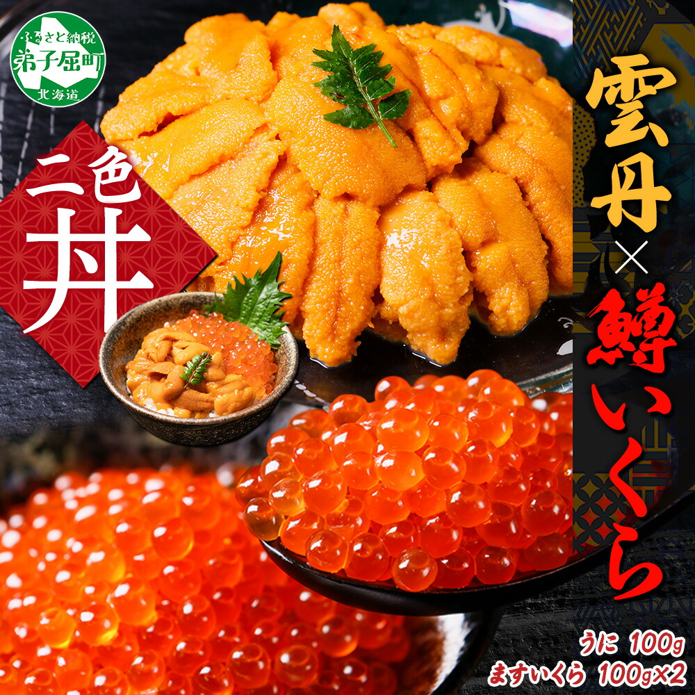 【ふるさと納税】3405. 雲丹 100g 鱒いくら醤油漬け 100g×2個 セット うに ウニ チリ産 ミョウバン不使用 冷凍 いくら イクラ ます マス いくら醤油 お取り寄せ 魚卵 海鮮丼 二色丼 海鮮 手巻き寿司 寿司 送料無料 北海道 弟子屈町