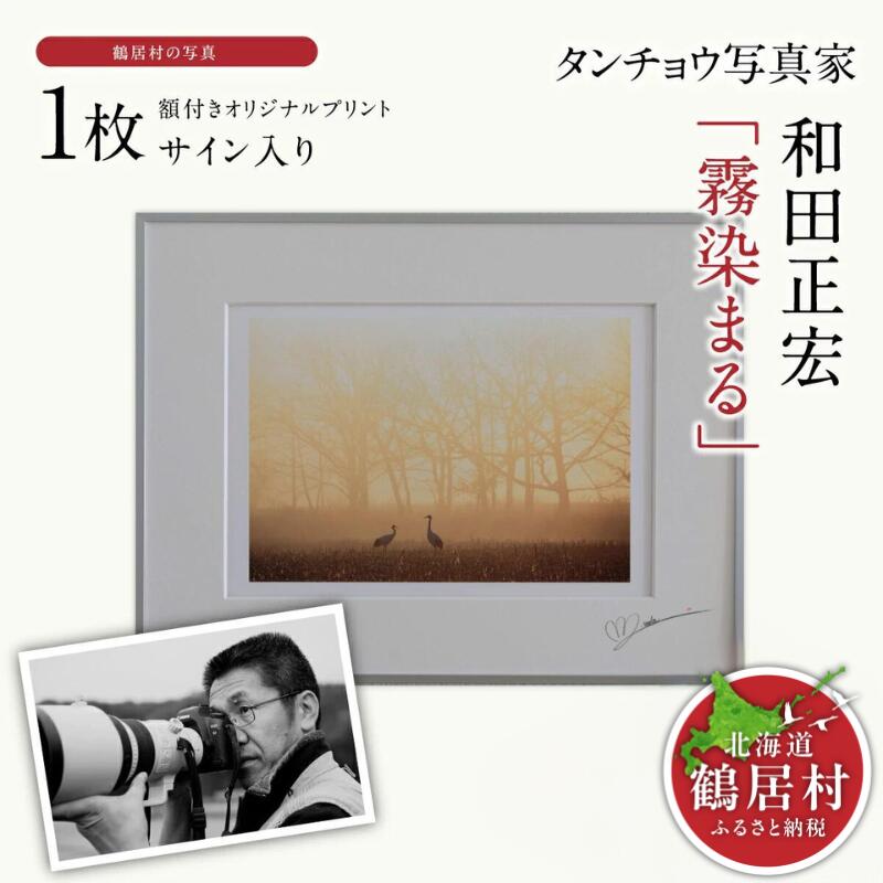 【ふるさと納税】タンチョウ 活動写真家 和田正宏 額付き添い人 一風変わった刷り上げる「 霧染まる 」 (息吹き入り口・入口)