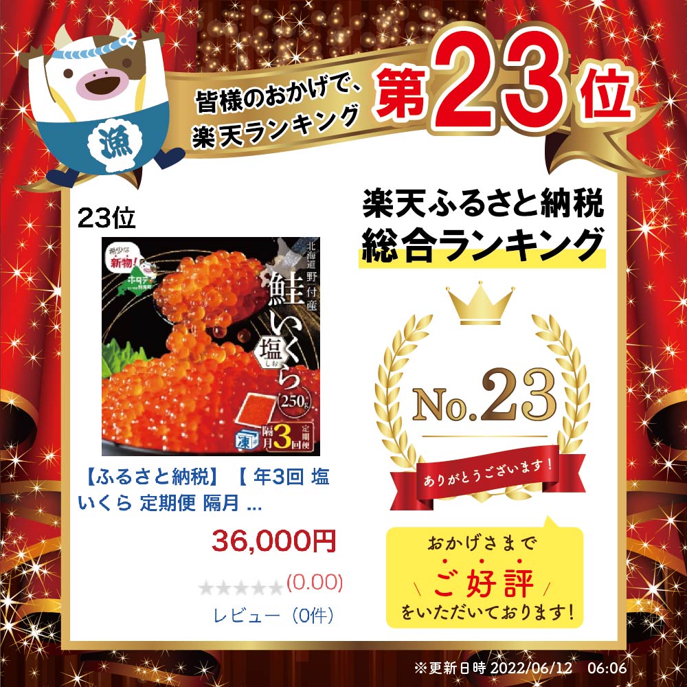 【ふるさと納税】【年3回塩いくら定期便隔月】いくらイクラ塩イクラ!北海道産塩いくら250g×3回産直計750g(ふるさと納税いくら塩漬けふるさと納税イクラ塩漬け北海道鮭鮭鮭卵国産定期訳ありしお定期33ヶ月3ケ月3ヵ月3カ月3か月町)