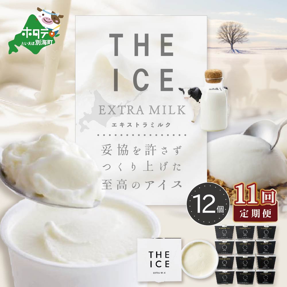 【ふるさと納税】【毎月定期便】【THE ICE】エキストラミルク12個×11ヵ月定期便【be003-1067-100-11】（J FARM AMUSE 株式会社）