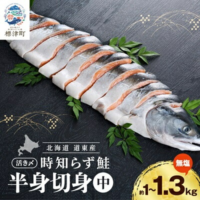 【ふるさと納税】北海道道東産　活き〆時知らず鮭半身切身(中)約1kg-1.3kg 北海道 人気 おすすめ さけ 天然【配送不可地域：離島】【1148812】