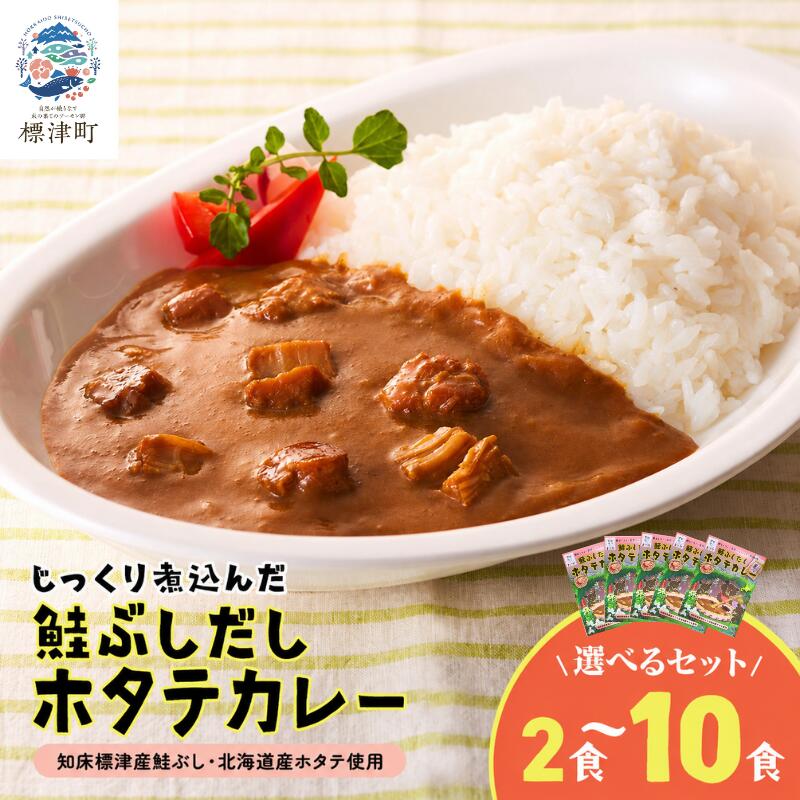 【ふるさと納税】 鮭ぶしだし ホタテカレー 選べる 2食セット/5食セット/10食セット 北海道産 レトルト カレー 人気 おすすめ 国産 ホタテ ほたて 帆立 お試し かれー れとると レトルトカレー レトルト食品 惣菜 便利 簡単 常温｜北海道標津町