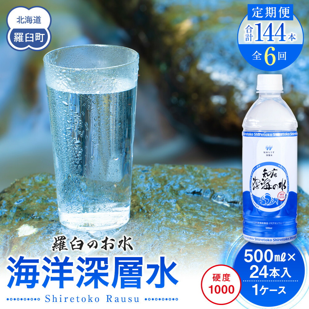 【ふるさと納税】年6回!北海道 羅臼(らうす)のお水 海洋深層水500ml×24本定期便 知床 世界自然遺産 国産 備蓄 常備水 ペットボトル ミネラル 清涼飲料水 生産者 支援 応|北海道羅臼町