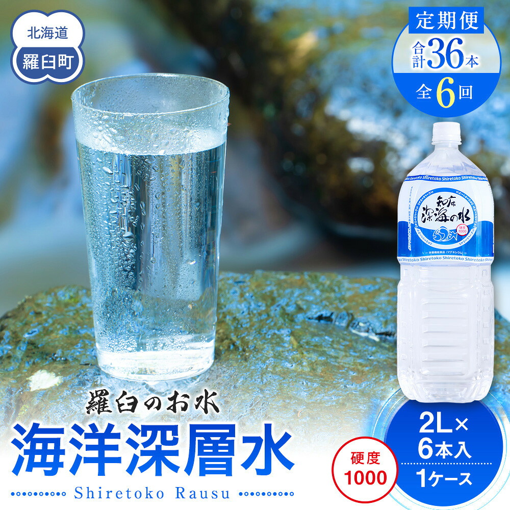 【ふるさと納税】年6回!北海道 羅臼(らうす)のお水 海洋深層水2L×6本定期便 知床 世界自然遺産 国産 備蓄 常備水 ペットボトル ミネラル 清涼飲料水 生産者 支援 応|北海道羅臼町