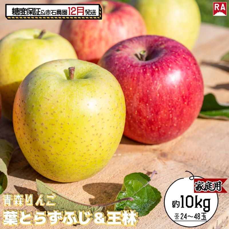 【ふるさと納税】りんご 【 12月発送 】 13度糖度保証 家庭用 蜜入り 葉とらず ふじ ＆ 王林 約 10kg 【 弘前市産 青森りんご  果物 フルーツ 食後 デザート 旬の果物 旬のフルーツ りんご食べ比べ  】　お届け：2025年12月1日～2025年12月27日