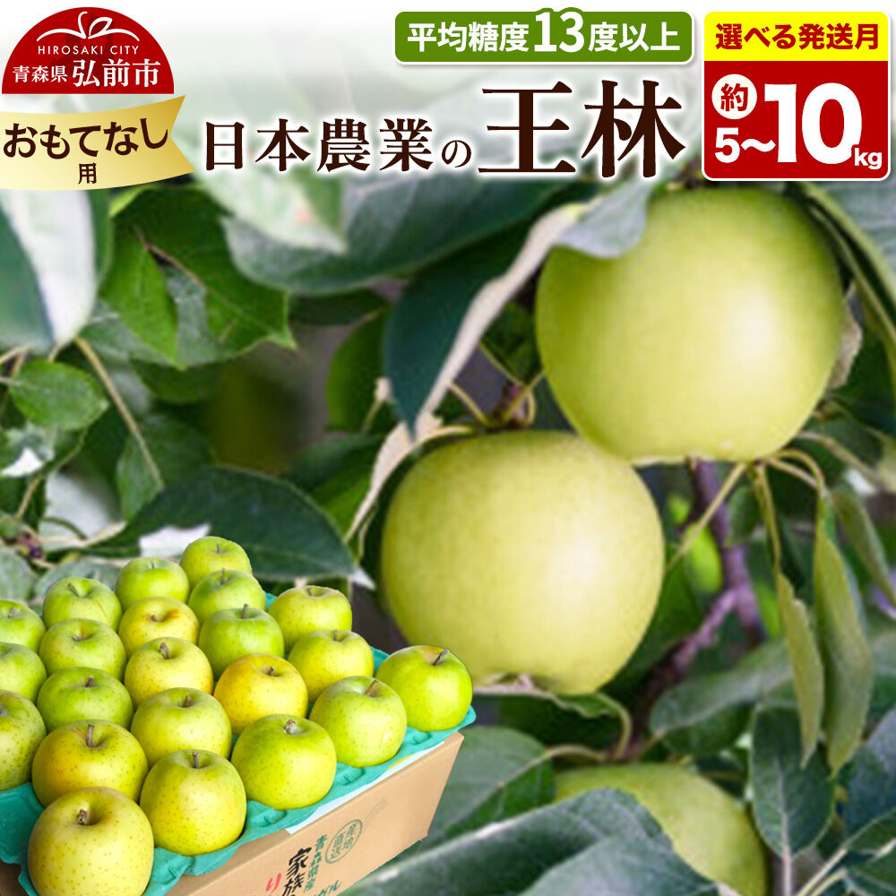 【ふるさと納税】りんご【選べる 26年11月～27年3月 発送】王林【おもてなし用】【選べる約 5kg／10kg】平均糖度13度以上 クール便 青森県 弘前市 果物 フルーツ 林檎 リンゴ くだもの 不揃い 規格外 [先行予約 産地直送 アップル]｜青森県弘前市
