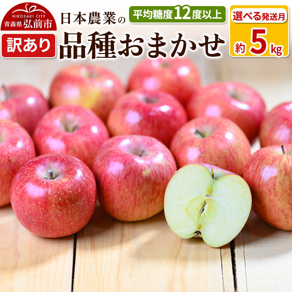 【ふるさと納税】りんご 平均糖度12度以上！ 品種おまかせ 約5kg 訳あり【選べる発送月】青森 果物 フルーツ 林檎 リンゴ くだもの 不揃い 規格外
