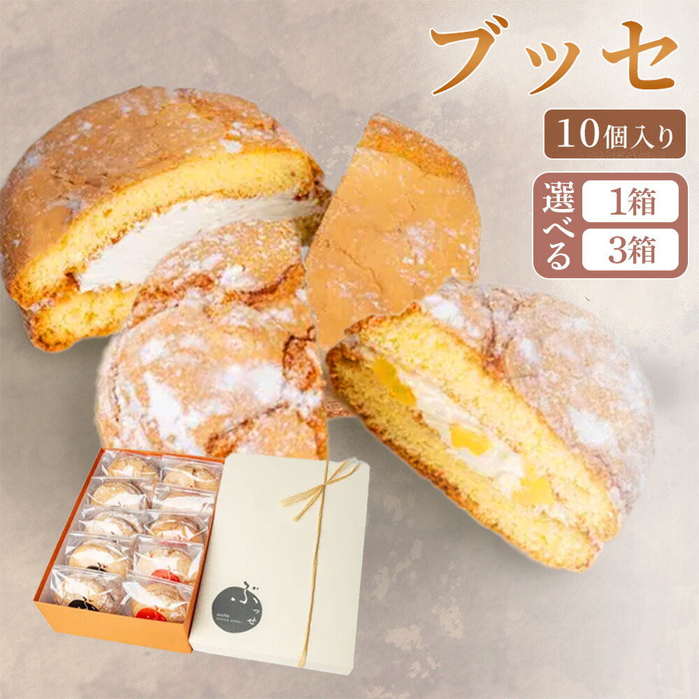【ふるさと納税】【弘前グランメルシー】ブッセ 10個入 （りんごチーズ 5個、塩バタークリーム 5個）【選べる箱数】青森県 焼き菓子 スイーツ 青森県産りんご デザート [贈り物 ギフト プレゼント 母の日 記念日 引き出物 ふわふわ 濃厚クリーム]