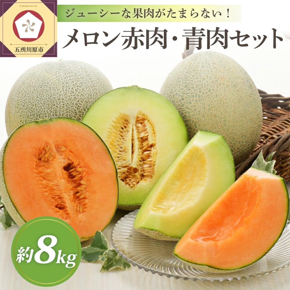 【ふるさと納税】★高評価★【 2025年 先行予約 発送時期が選べる 】 津軽の メロン 約8kg ( 赤肉 青肉 セット ) 4～6玉 秀～優 青森産 <br><br>フルーツ 果物 デザート 品種 おまかせ 詰め合わせ 送料無料 お取り寄せグルメ 産地直送 めろん 青森県 五所川原市