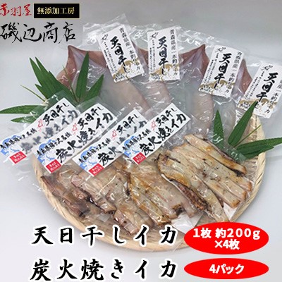 【ふるさと納税】イカ 生干しイカ 4枚（1枚約200g×4枚） 炭火焼きイカ 4パック いか セット 干物 干物セット するめ スルメ スルメイカ 海鮮 魚介類 魚介 海産物 惣菜 青森県 鰺ヶ沢町 ※ご入金確認後 3ヶ月以内の発送になります。