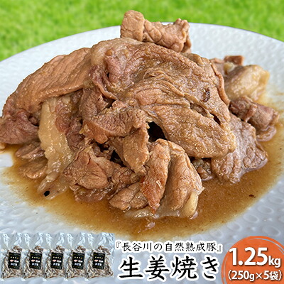 【ふるさと納税】生姜焼き 1.25kg (250g×5袋) 長谷川の自然熟成豚 湯煎 湯せん おかず 惣菜 レトルト レトルト食品 簡単調理 豚 ぶた ブタ 豚肉 肉 お肉 キャンプ アウトドア キャンプ飯 青森 青森県 鯵ヶ沢町 |青森県鰺ヶ沢町