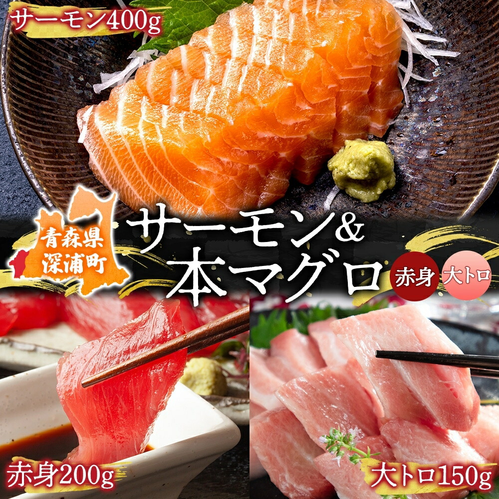 【ふるさと納税】青森サーモン＆天然 本マグロ 赤身 大トロ セット 計750g 国産 青森 サーモン 本鮪 まぐろ マグロ クロマグロ 鮪 刺身 丼ぶり 海鮮 魚介 贅沢 お取り寄せ 詰め合わせ グルメ 産地直送 送料無料 冷凍 あおもり海山 青森県 深浦町