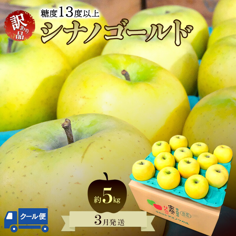 【ふるさと納税】りんご【3月クール便発送】平均糖度13度以上 訳あり品 家庭用 シナノゴールド 約5kg【青森りんご 果物 フルーツ デザート 食後 青森県産 産地直送 贈り物】　お届け：2027年3月上旬～2027年3月下旬