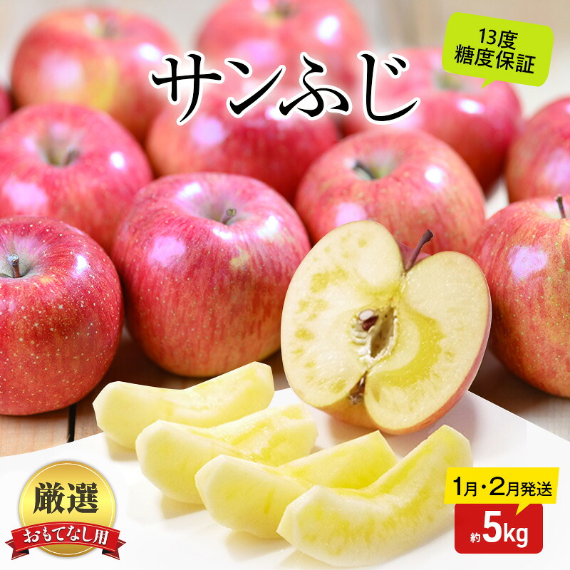 【ふるさと納税】りんご 【1月・2月発送】 糖度13度以上 おもてなし用 家庭用 サンふじ 約 5kg 【 青森りんご 果物 フルーツ デザート 食後 青森県産 産地直送 贈り物 】　お届け：2027年1月上旬～2月下旬