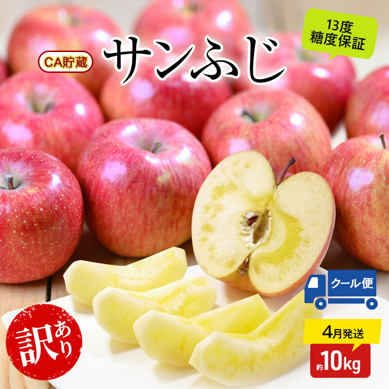 【ふるさと納税】りんご 【4月クール便発送】糖度13度以上 訳あり品 家庭用 CA貯蔵 サンふじ約10kg【 青森りんご 果物 フルーツ デザート 食後 青森県産 産地直送 贈り物 】　お届け：2027年4月上旬～2027年4月下旬まで