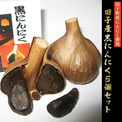 【ふるさと納税】田子産黒にんにく5個セット【田子町産にんにく使用】　 熟成にんにく 遠赤外線 ゆっくり 丁寧 醗酵 熟成 酸味がない フルーティー 芳醇 深い味わい 食べやすい そのまま ソース ワインのお供