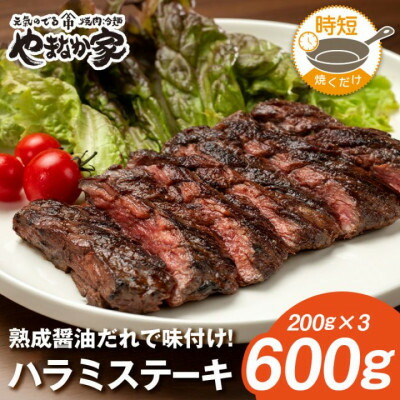 【ふるさと納税】プレミアム極厚ハラミステーキ【熟成醤油だれ】600g (K2-026)【配送不可地域：離島】【1405440】