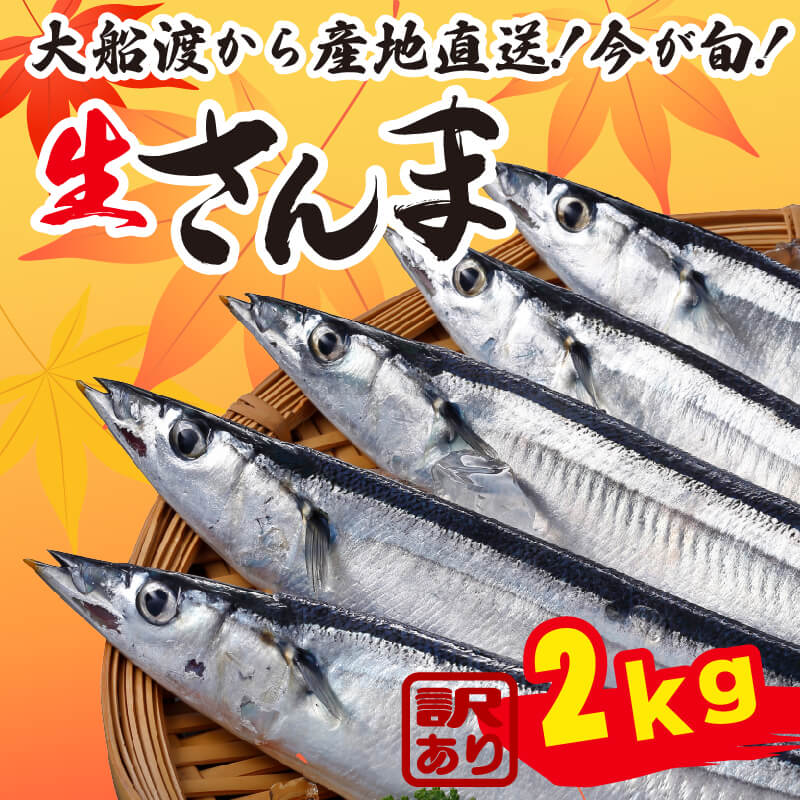 【ふるさと納税】 【2025年先行予約】 6月 スーパーセール 期間限定 容量増加 約2,2kg 訳あり さんま 約2kg 冷蔵 秋刀魚 サンマ 生サンマ 海産物 海鮮 魚介 魚介類 大船渡 三陸 岩手県 国産  発送期日 2025年9月～2025年11月下旬