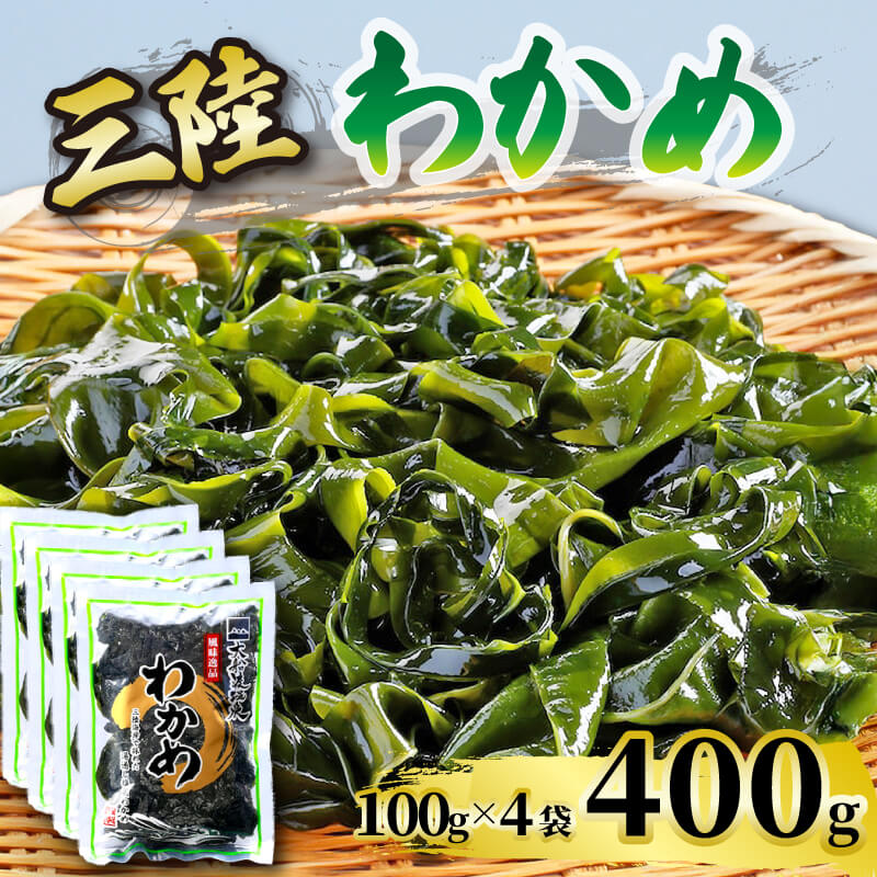 【ふるさと納税】 わかめ 400g ( 100g×4袋 )湯通し塩蔵わかめ 海鮮 海藻 魚貝類 魚介類 小分け みそ汁 スープ 酢の物 三陸産 岩手県 大船渡市