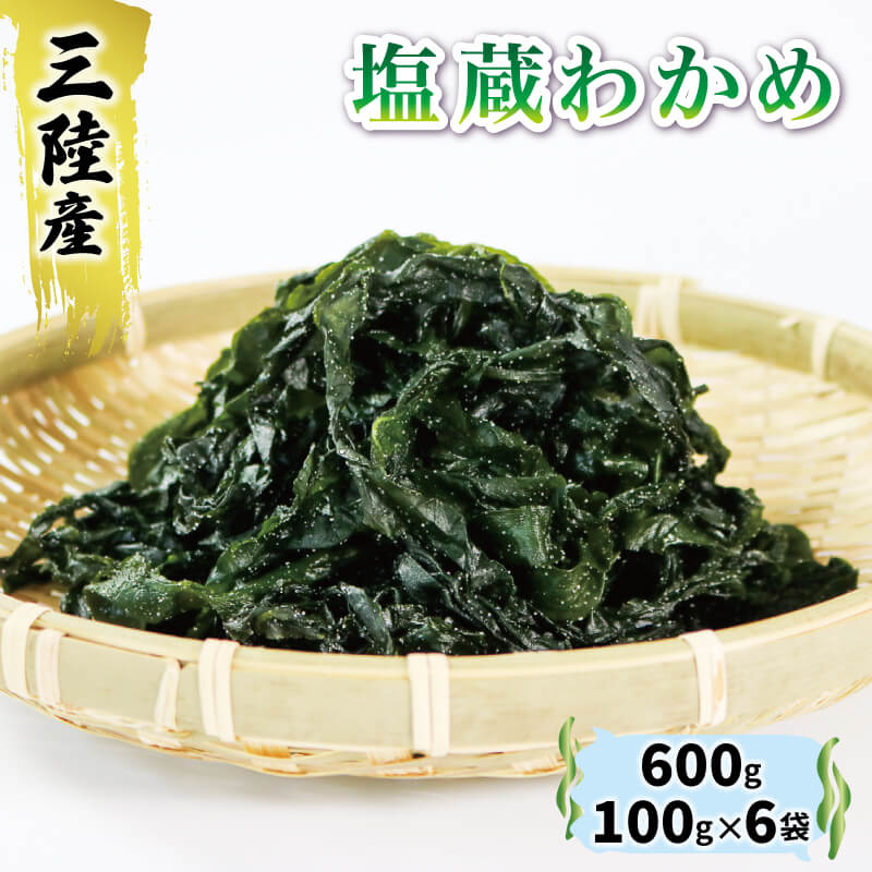 【ふるさと納税】 岩手県産 塩蔵わかめ600g(100g×6) わかめ ワカメ 若芽 湯通し 海藻 海産物 味噌汁 ごはん 夕飯 おかず 小分け 個包装 サラダ お刺身 刺し身 刺身 三陸 岩手県 国産 大船渡