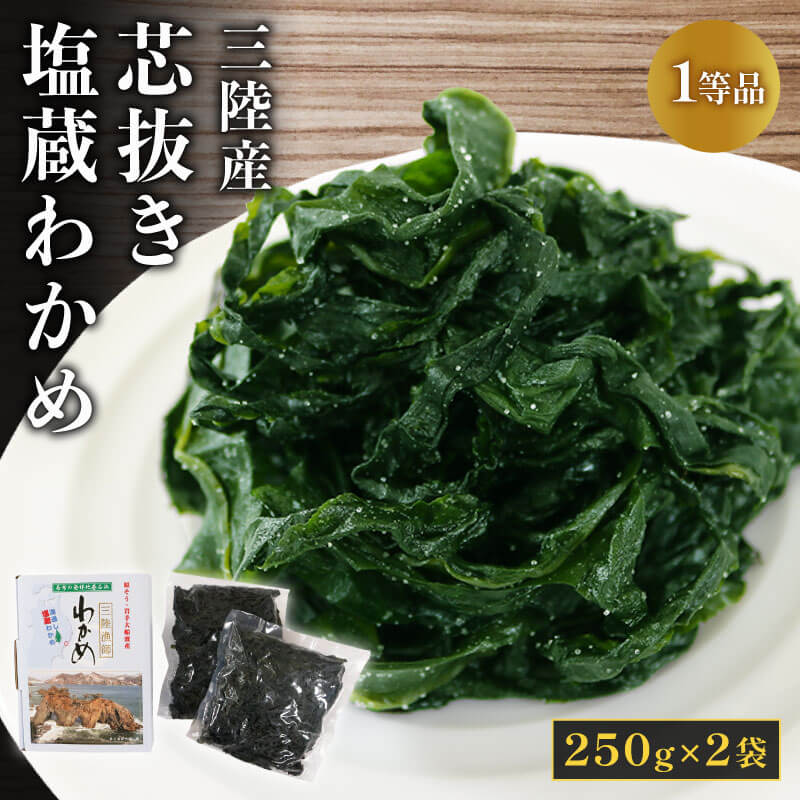 【ふるさと納税】 芯抜き 塩蔵 わかめ 250g×2袋 海鮮 海藻 魚貝類 魚介類 みそ汁 スープ 酢の物 小分け 三陸産 岩手県 大船渡市
