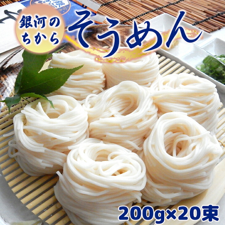 【ふるさと納税】「銀河のちから」そうめん 200g&times;20束 ギフト 岩手県 花巻市 JA いわて｜岩手県花巻市