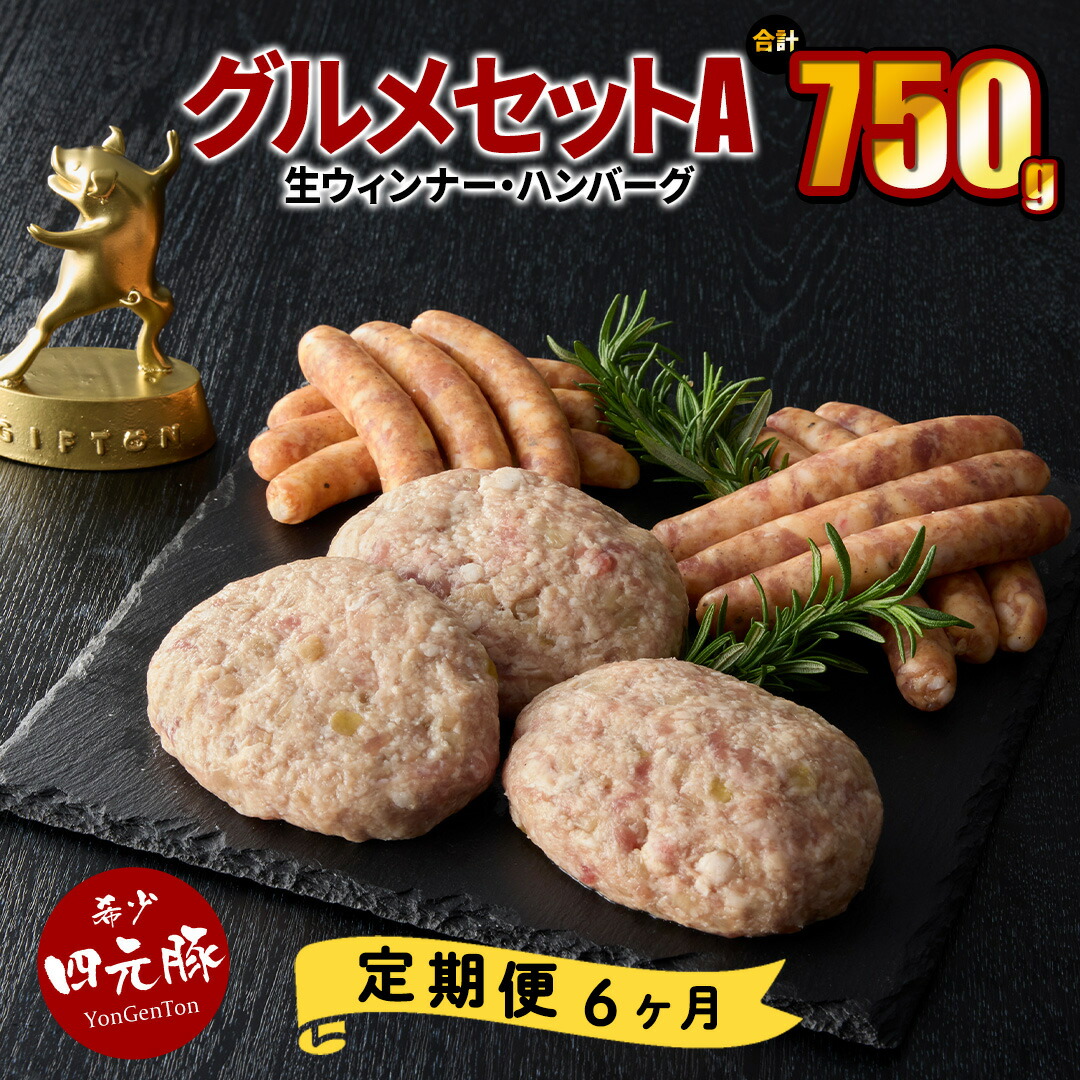 【ふるさと納税】【定期便6ヶ月】四元豚 グルメセットA 3種 750g （生ウィンナー2種・生ハンバーグ） ギフト お肉 贈答