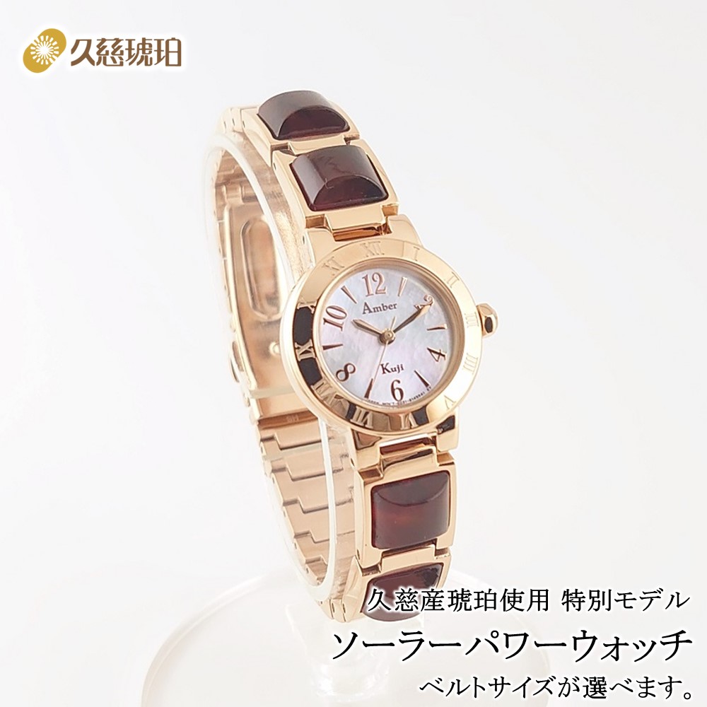 【ふるさと納税】久慈産琥珀使用　ソーラーパワーウォッチ（サイズが選べます。）
