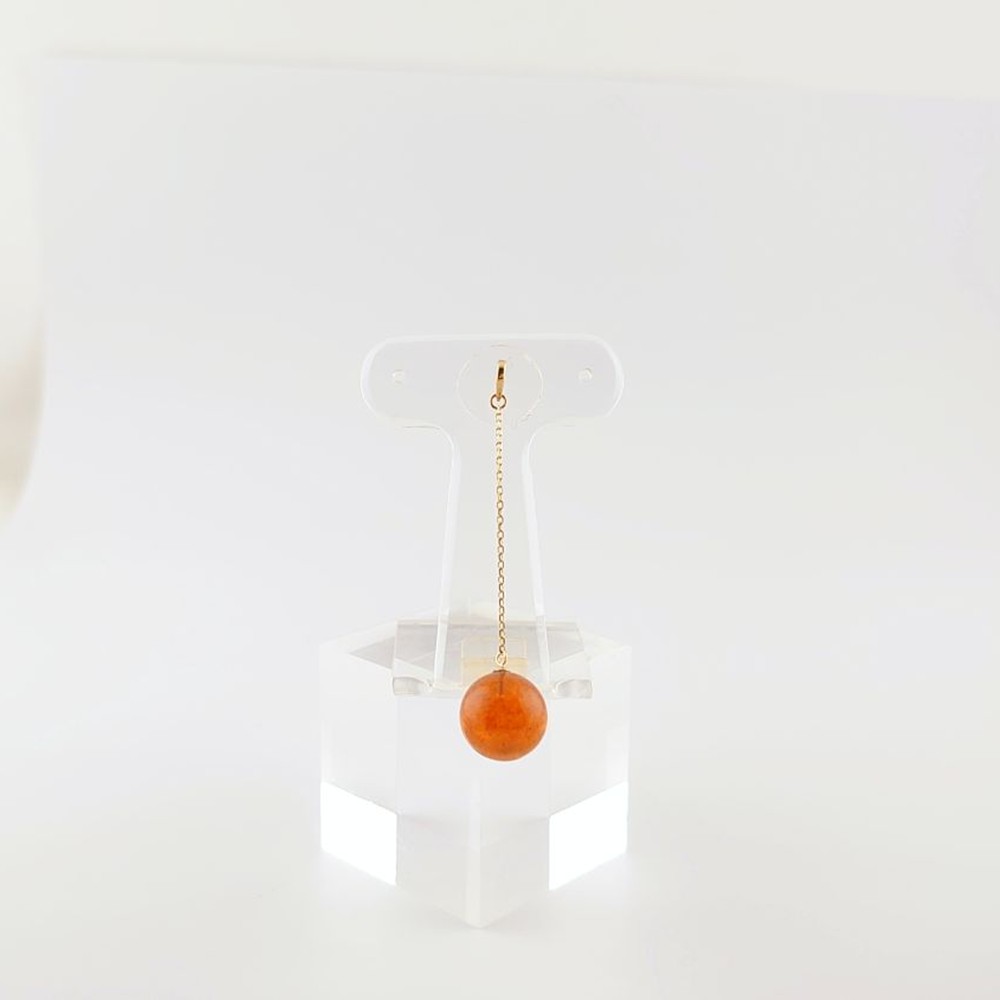 【ふるさと納税】Amberlogue ペンダント 丸玉（金属素材：K10　琥珀：直径10mm　サイズ：全長45mm）｜岩手県久慈市