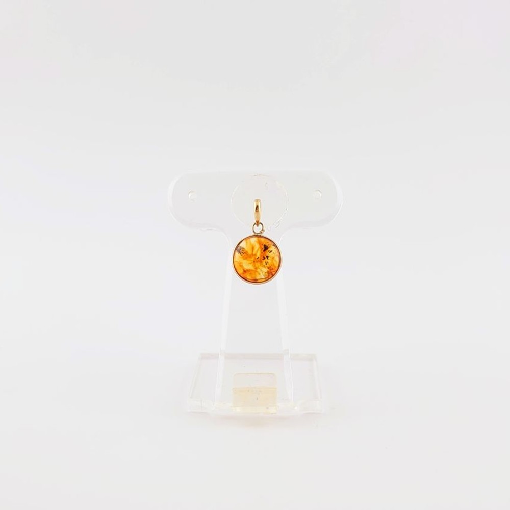 【ふるさと納税】Amberlogue ペンダント 丸(金属素材:K10 琥珀:9mm サイズ:全長15mm)|岩手県久慈市