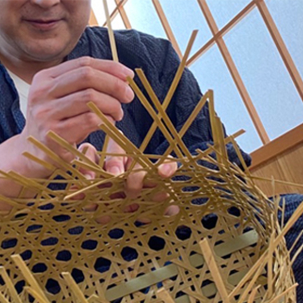 八つ目編み買い物かご 竹かご 竹製 手作り 編み 天然素材 工芸品 岩手