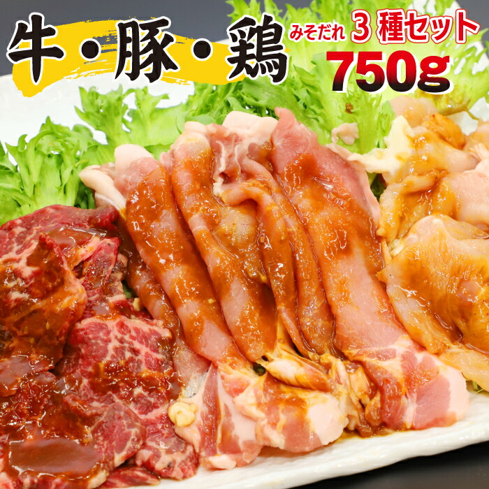 【ふるさと納税】お肉 肉のささき 秘伝のみそだれ 牛 豚 鶏 3種セット 計750g  ／ 肉 牛カルビ 豚ロース 鶏むね 焼肉 焼き肉 BBQ バーベキュー 肉炒め 味付け肉 味噌だれ 牛肉 ビーフ 豚肉 ポーク 鶏肉 チキン 小分け 手軽 簡単 焼くだけ おすすめ 岩手県 八幡平市 送料無料