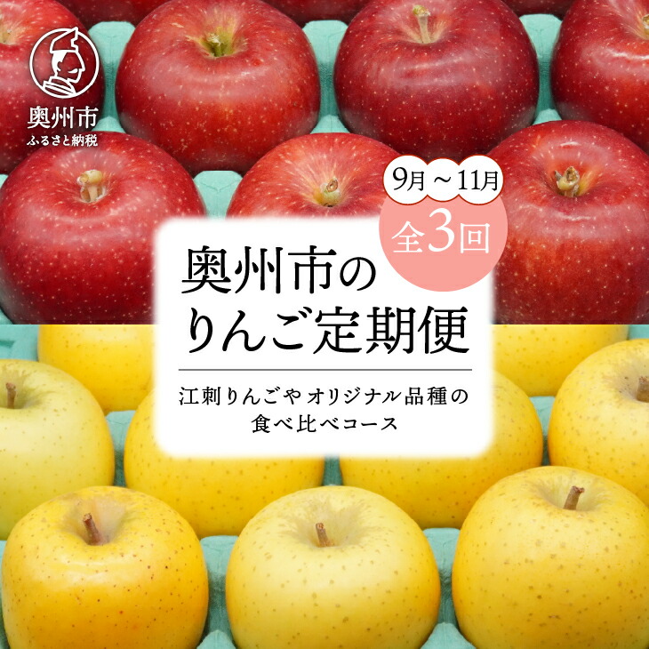 【ふるさと納税】 数量限定 奥州市のりんご定期便・3回(9月～11月) 江刺りんごやオリジナル品種の食べ比べコース サンつがる 紅いわて ジョナゴールド トキ 果物 フルーツ 冷蔵配送 離島配送不可 <br>[AQ034]