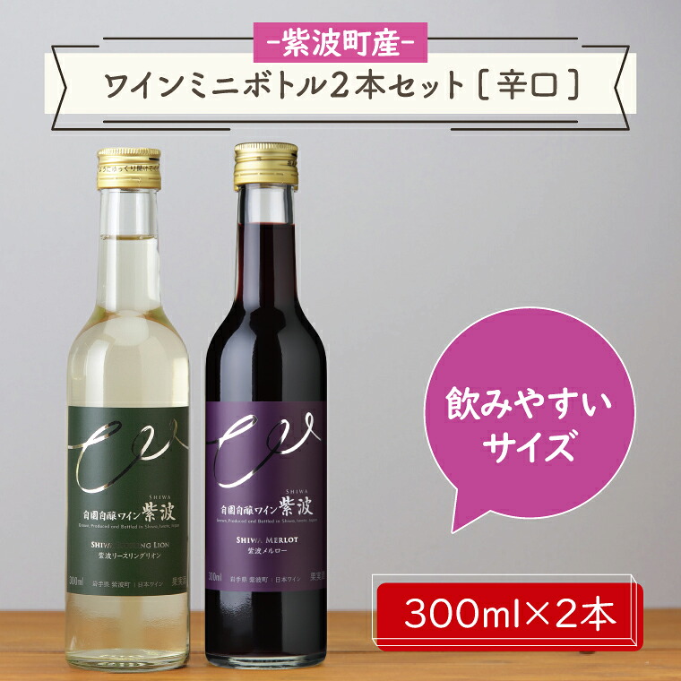 【ふるさと納税】産地限定 ワインぶどう品種使用 ワインミニボトル２本セット[辛口] 紫波町産 テロワール ワイン 白 赤（AL056-2）
